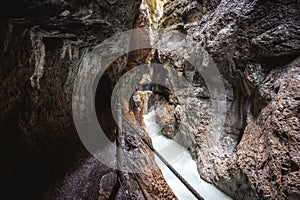 Partnachklamm, Gorge and canyon in Garmisch Partenkirchen, Bavaria Germany