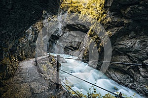 Partnachklamm, Gorge and canyon in Garmisch Partenkirchen, Bavaria Germany