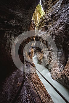 Partnachklamm, Gorge and canyon in Garmisch Partenkirchen, Bavaria Germany