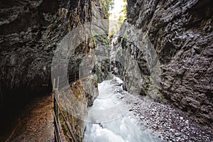 Partnachklamm, Gorge and canyon in Garmisch Partenkirchen, Bavaria Germany