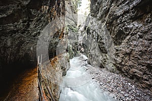 Partnachklamm, Gorge and canyon in Garmisch Partenkirchen, Bavaria Germany