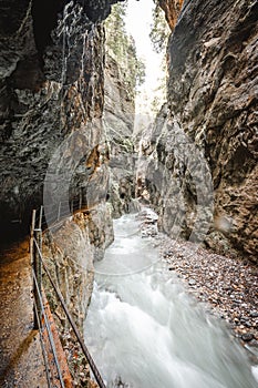 Partnachklamm, Gorge and canyon in Garmisch Partenkirchen, Bavaria Germany