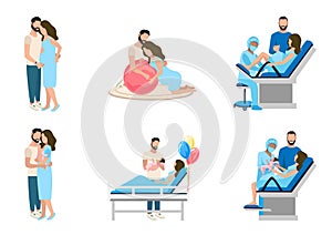 Partner childbirth vector set