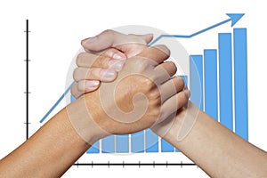 Partner hand on graph background