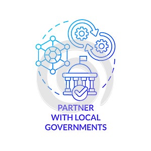 Partner with local governments blue gradient concept icon