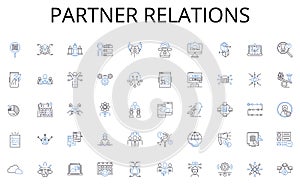 Partner relations line icons collection. Cultivation, Harvest, Irrigation, Fertilizer, Livestock, Crop, Agronomy vector