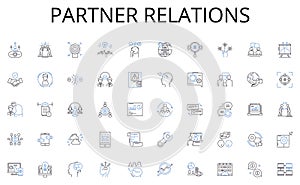 Partner relations line icons collection. Visionary, Entrepreneurial, Innovative, Strategic, Resilient, Influential