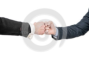 partner relationship. male friendship. businessmeeting. two pumping fist. business deal.
