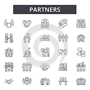 Partners line icons, signs, vector set, linear concept, outline illustration