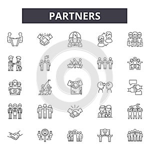 Partners line icons, signs, vector set, linear concept, outline illustration photo