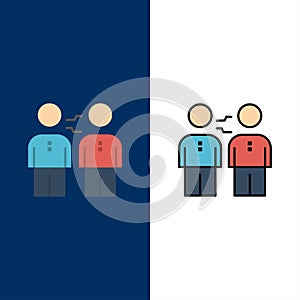 Partnership, Agreement, Business, Cooperation, Deal, Handshake, Partners  Icons. Flat and Line Filled Icon Set Vector Blue