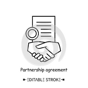 Partnership agreement icon. Editable illustration