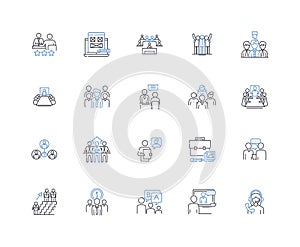 Partnership arrangement line icons collection. Collaboration, Alliance, pact, Coalition, Joint venture, Co-creation