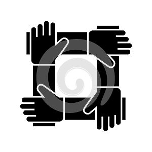 Partnership - collaboration - help icon, vector illustration, black sign on isolated background