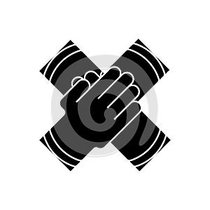 Partnership collaboration icon, vector illustration, black sign on isolated background
