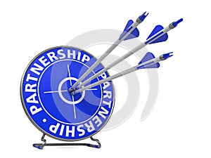 Partnership Concept in Blue Color - Hit Target.