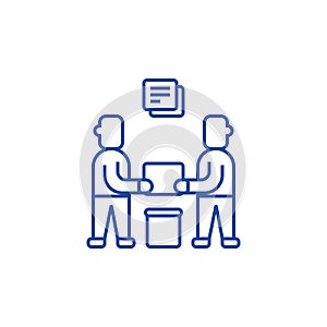 Partnership,contract signing line icon concept. Partnership,contract signing flat vector symbol, sign, outline