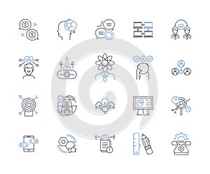 Partnership cooperation outline icons collection. Collaboration, Communion, Accord, Unity, Alliance, Coalition, Concord