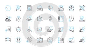 Partnership enterprise linear icons set. Collaboration, Synergy, Alliance, Trust, Joint venture, Cooperation, Loyalty