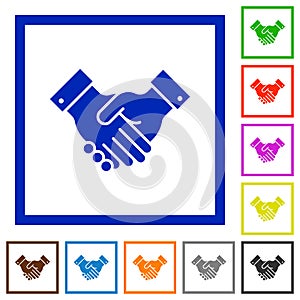 Partnership flat framed icons