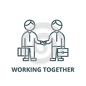 Partnership handshake,working together vector line icon, linear concept, outline sign, symbol