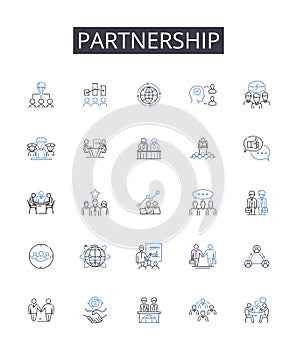 Partnership line icons collection. Alliance, Collaboration, Friendship, Association, Consort, Fellowship, Participation