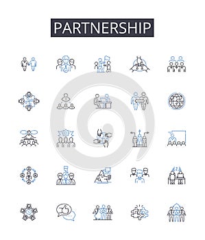 Partnership line icons collection. Alliance, Collaboration, Friendship, Association, Consort, Fellowship, Participation