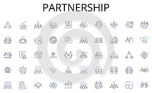 Partnership line icons collection. Collaboration, Planning, Management, Teamwork, Communication, Accountability