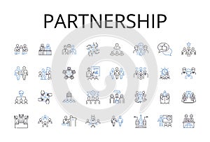 Partnership line icons collection. Alliance, Collaboration, Friendship, Association, Consort, Fellowship, Participation photo