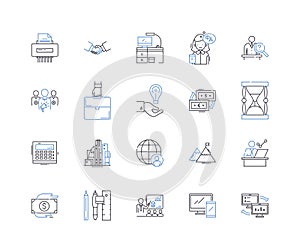 Partnership regulation line icons collection. Collaboration, Joint venture, Agreement, Compliance, Cooperation, Contract