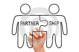 Partnership Two Figures Jigsaw Puzzle Business Concept