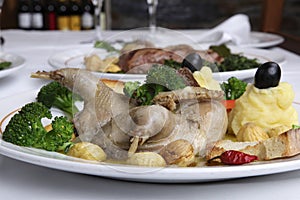 Partridge stuffed with chestnuts