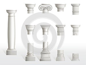 Parts of ancient column, base, shaft and capital