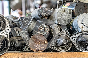 parts of dismantled cars at the car wreck