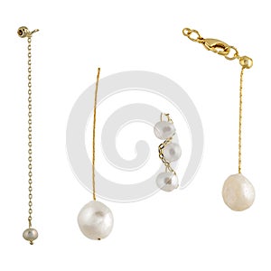 Parts of gold chains with pearl pendants for designers and advertising