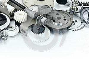 Parts of industrial equipment. plastic gears and cogwheels on sc