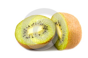 Parts of a kiwi on a white background