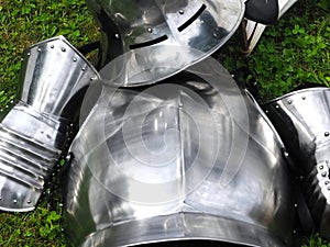 Parts of a knight\'s armor from the Middle Ages