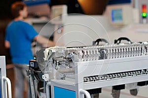 Parts of a machine that produces microchips