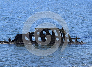 Rusty shipwreck at Royston, Vasncouver Island photo