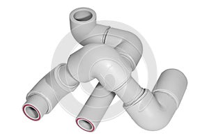 Parts of polypropylene water pipes with soldered fittings