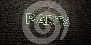 PARTS -Realistic Neon Sign on Brick Wall background - 3D rendered royalty free stock image