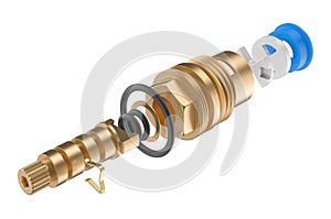 Parts of tap cartridge, tap gland. 3D rendering