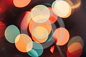 Party abstract bokeh light background, blurred round festive circles