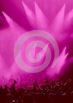 Party audience or concert crowd in magenta