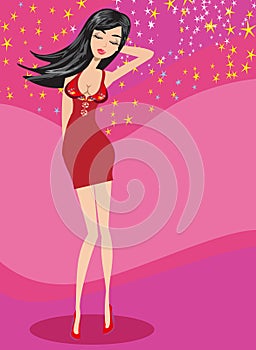 Party background with dancing woman