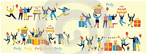 Party background. Happy group of people jumping on a bright background. The concept of friendship, healthy lifestyle