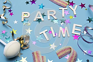 Party background image with party hats, string and sweets