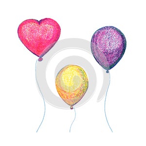 Party balloon risograph retro illustration