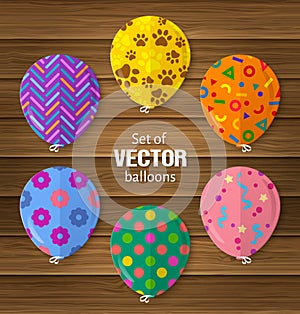 Party balloons in flat style useful for greeting and birthday or other occasions. Vector.